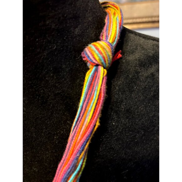 Handcrafted Rainbow Colors Statement Necklace Circular Pendant Boho Hippie Artsy - Picture 7 of 11